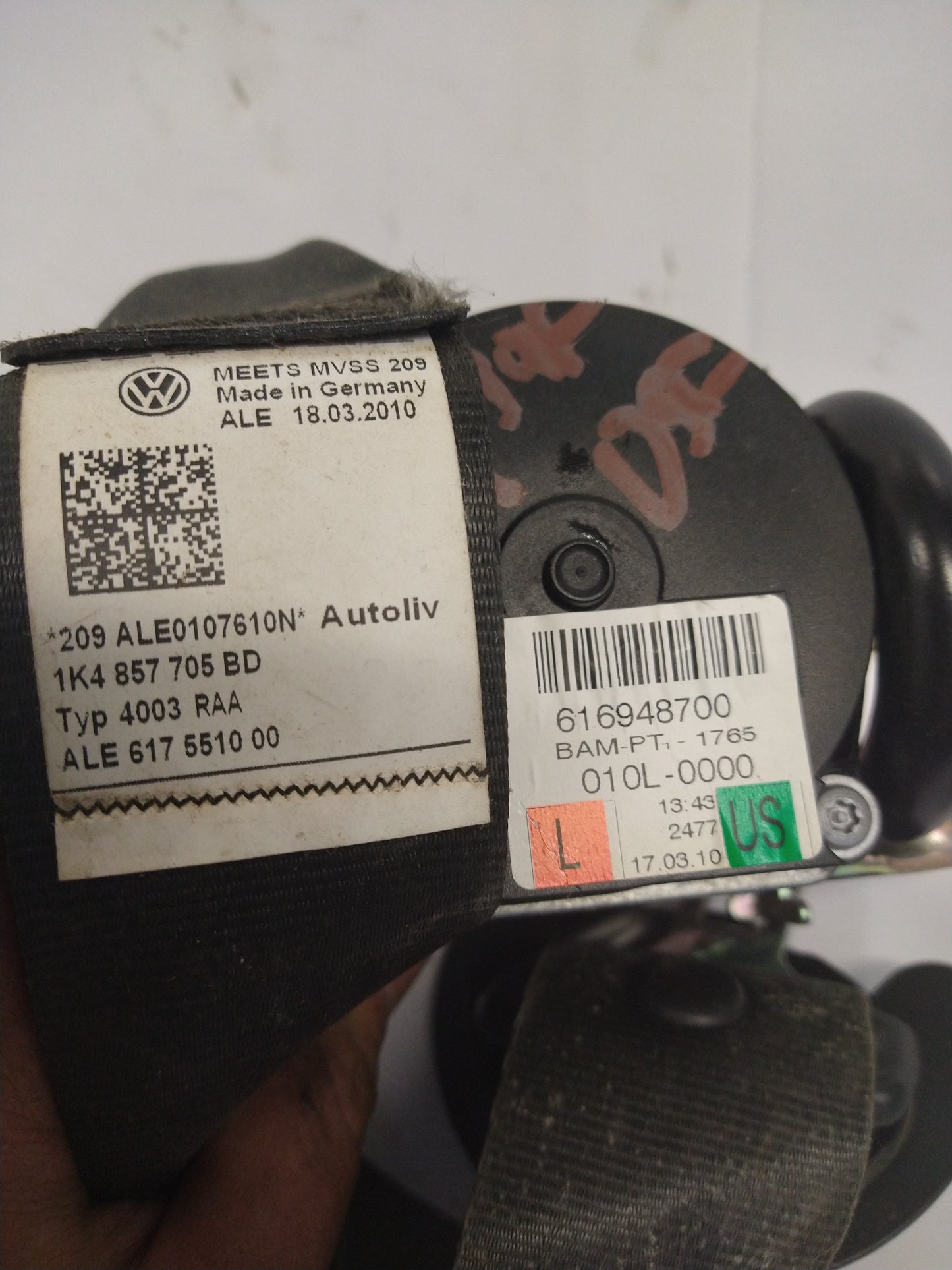 MK5 Driver Seat Belt 1K4857705BD