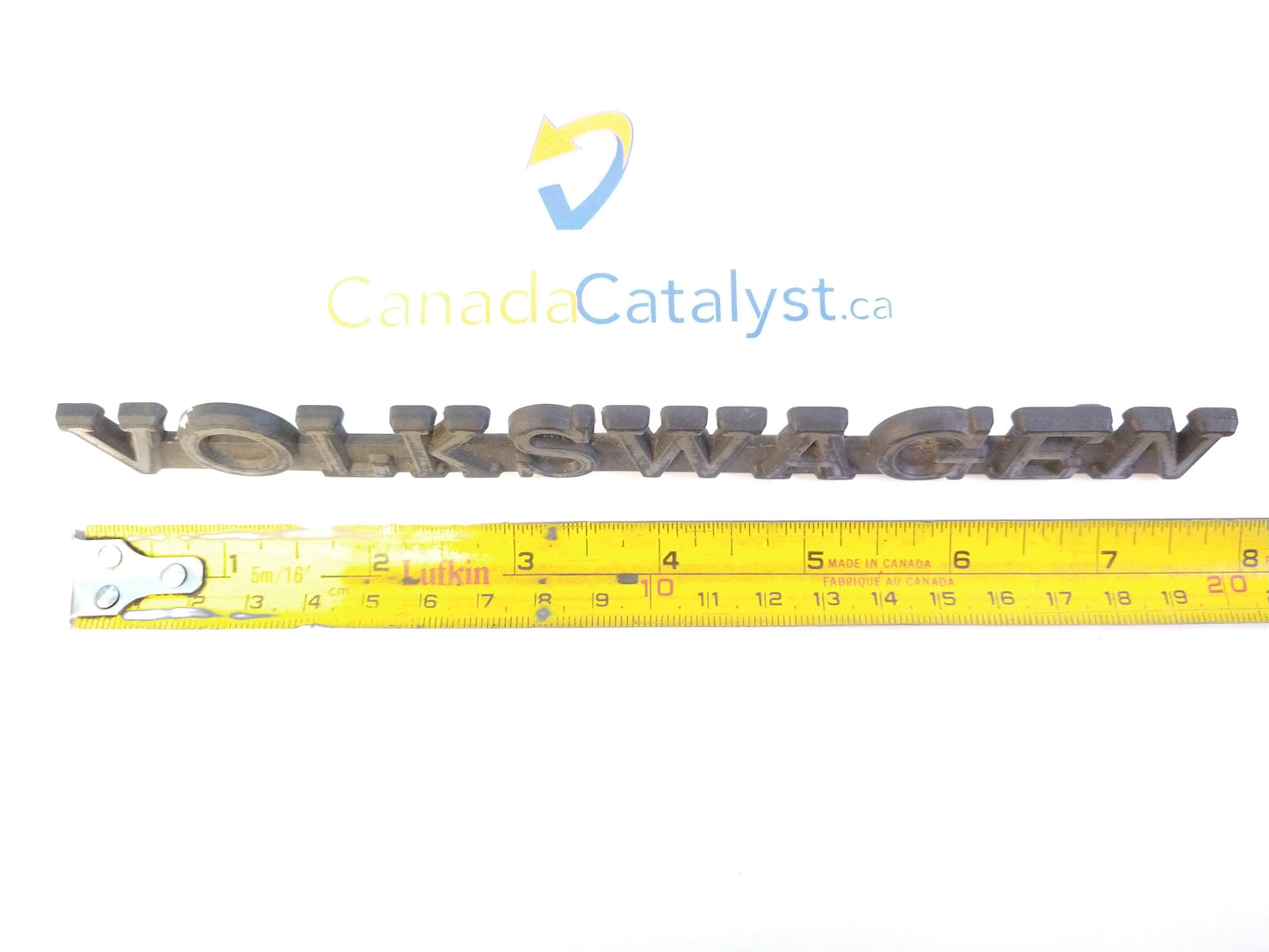 MK1 Cabriolet Hatch Badge Emblem VOLKSWAGEN Faded Chrome On Black